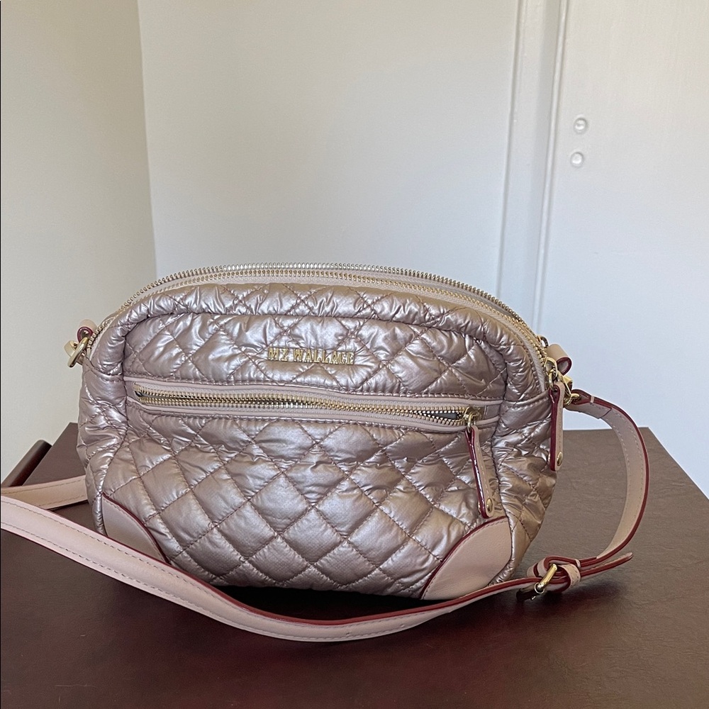 MZ Wallace Quilted Metallic Rose Gold Crossbody